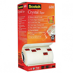Scotch Crystal Clear Tape, 19mm X 33m, Box Of 14 Rolls